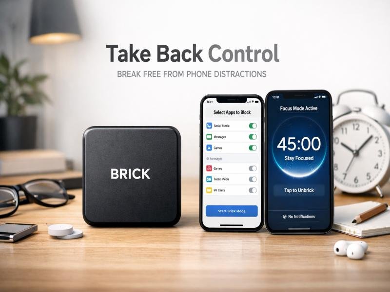 GetBrick Digital Wellness Device Screen Time Control Phone Addiction Solution Focus Productivity Tool